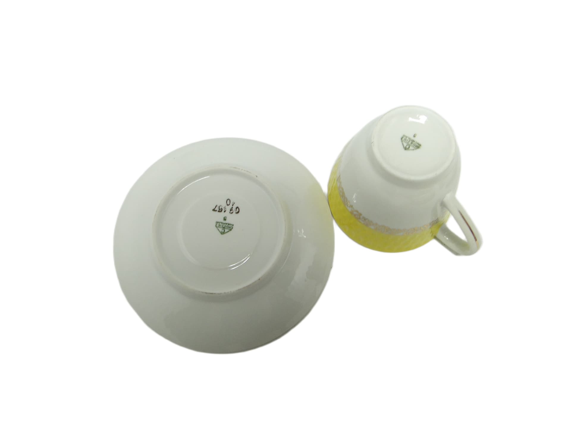 Zestaw filiżanki i spodka Karol, porcelana żółta, Chodzież, Polska, lata 70. - 95378