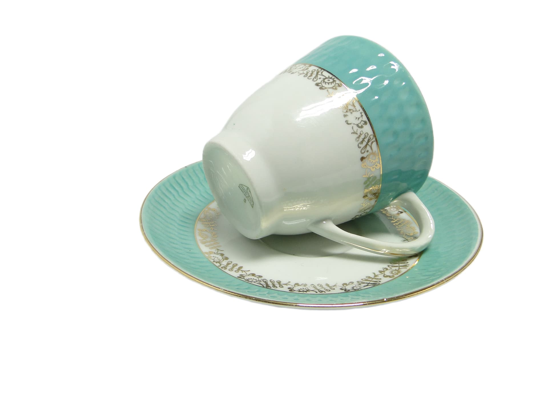 Filiżanka ze spodkiem, Mid-century modern, porcelana, Polska, lata 70. - 95353