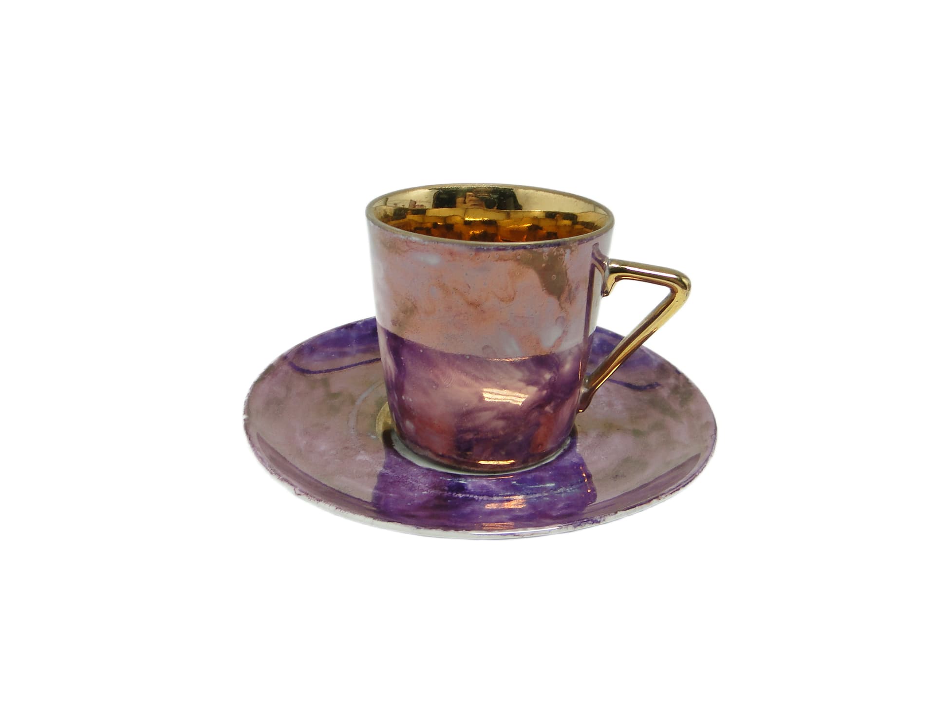 Cup and saucer, mid-century modern, porcelain, Poland, 1970s.