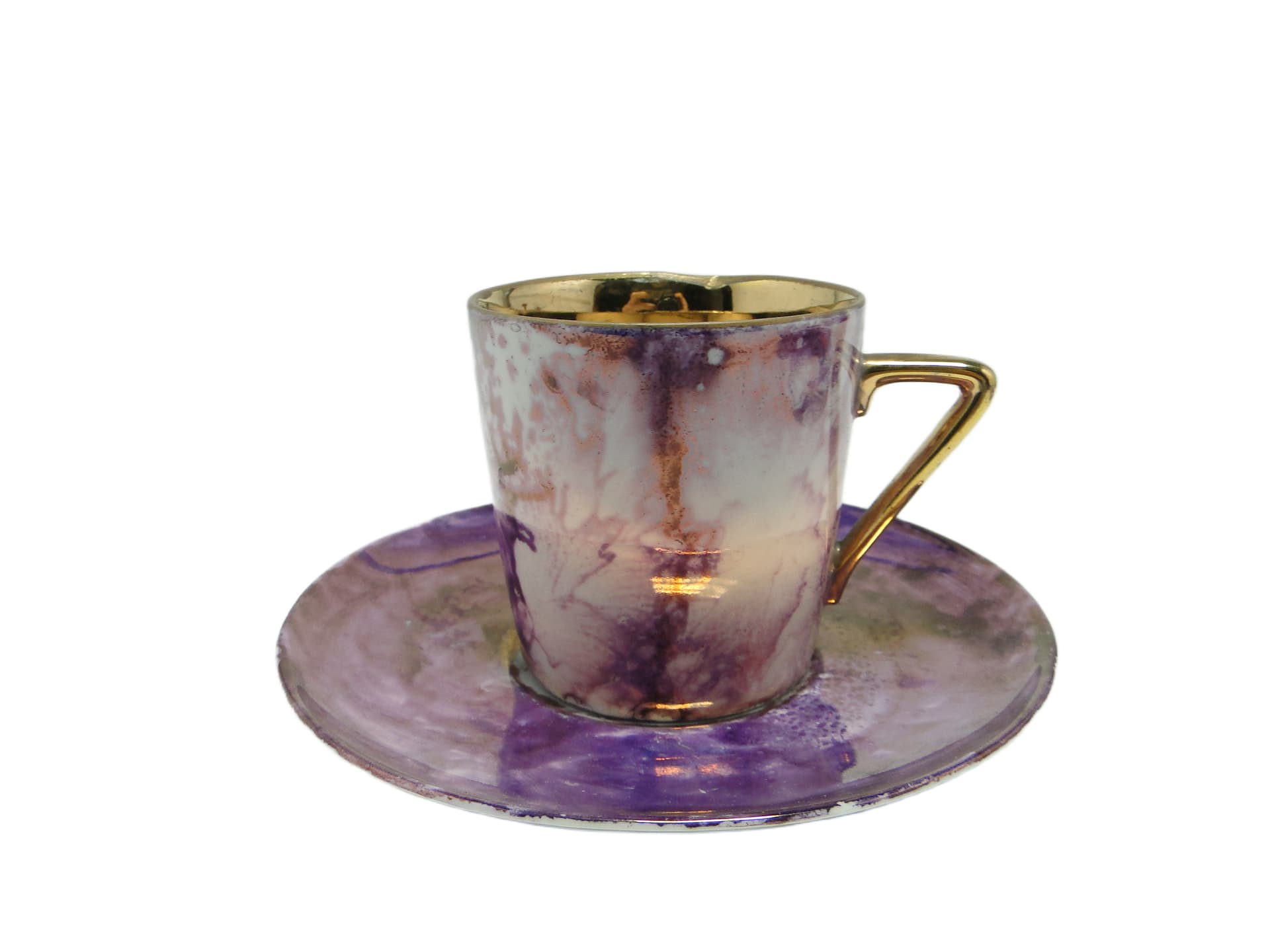 Filiżanka ze spodkiem, mid-century modern, porcelana, Polska, lata 70.