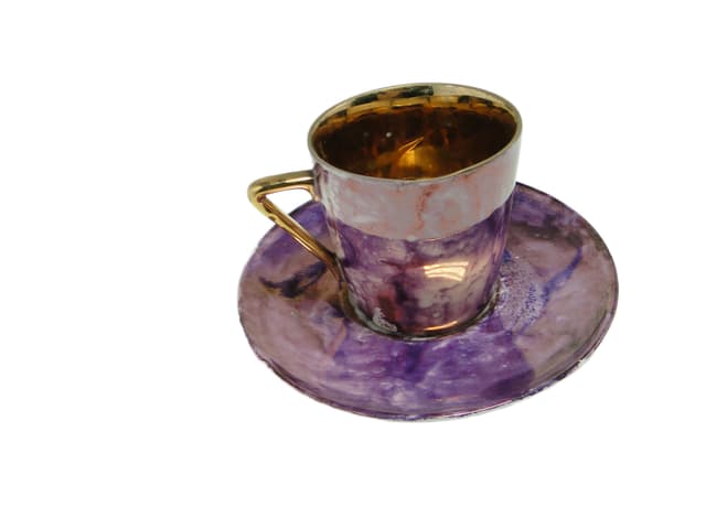 Filiżanka ze spodkiem, mid-century modern, porcelana, Polska, lata 70. - WYMIARY