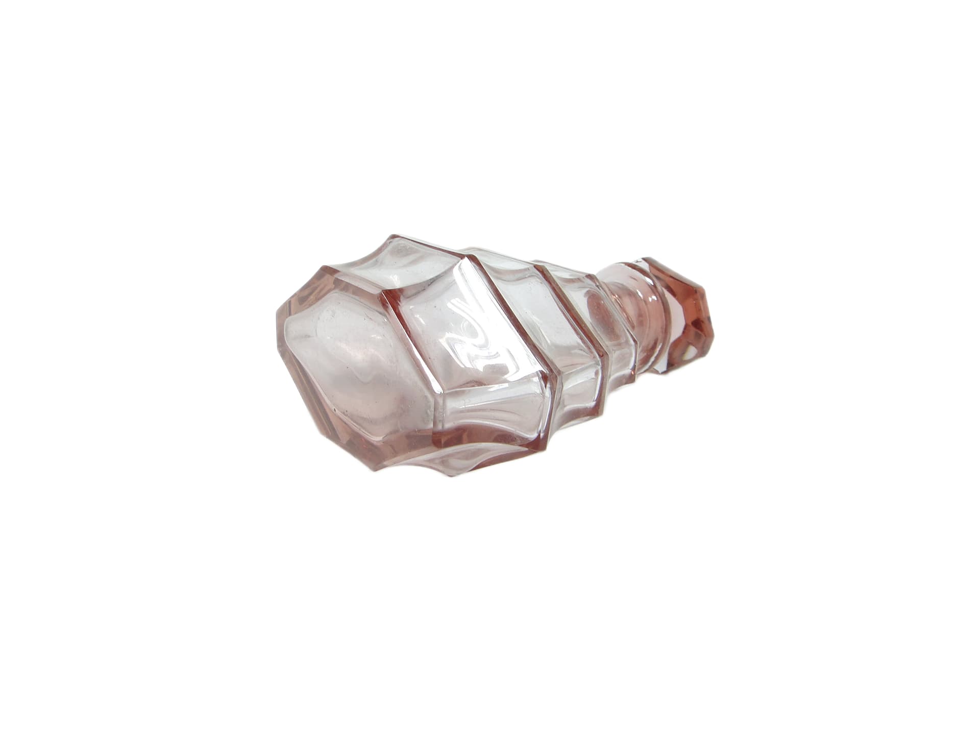 Karafka art déco, kryształ różowy, Moser, Czechosłowacja, lata 30. - 95412