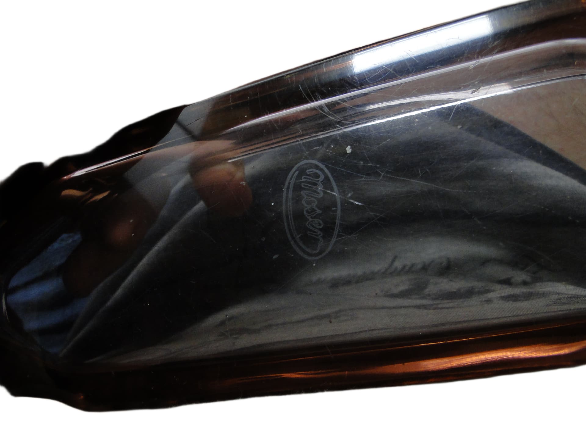 Karafka art déco, kryształ różowy, Moser, Czechosłowacja, lata 30. - 95418