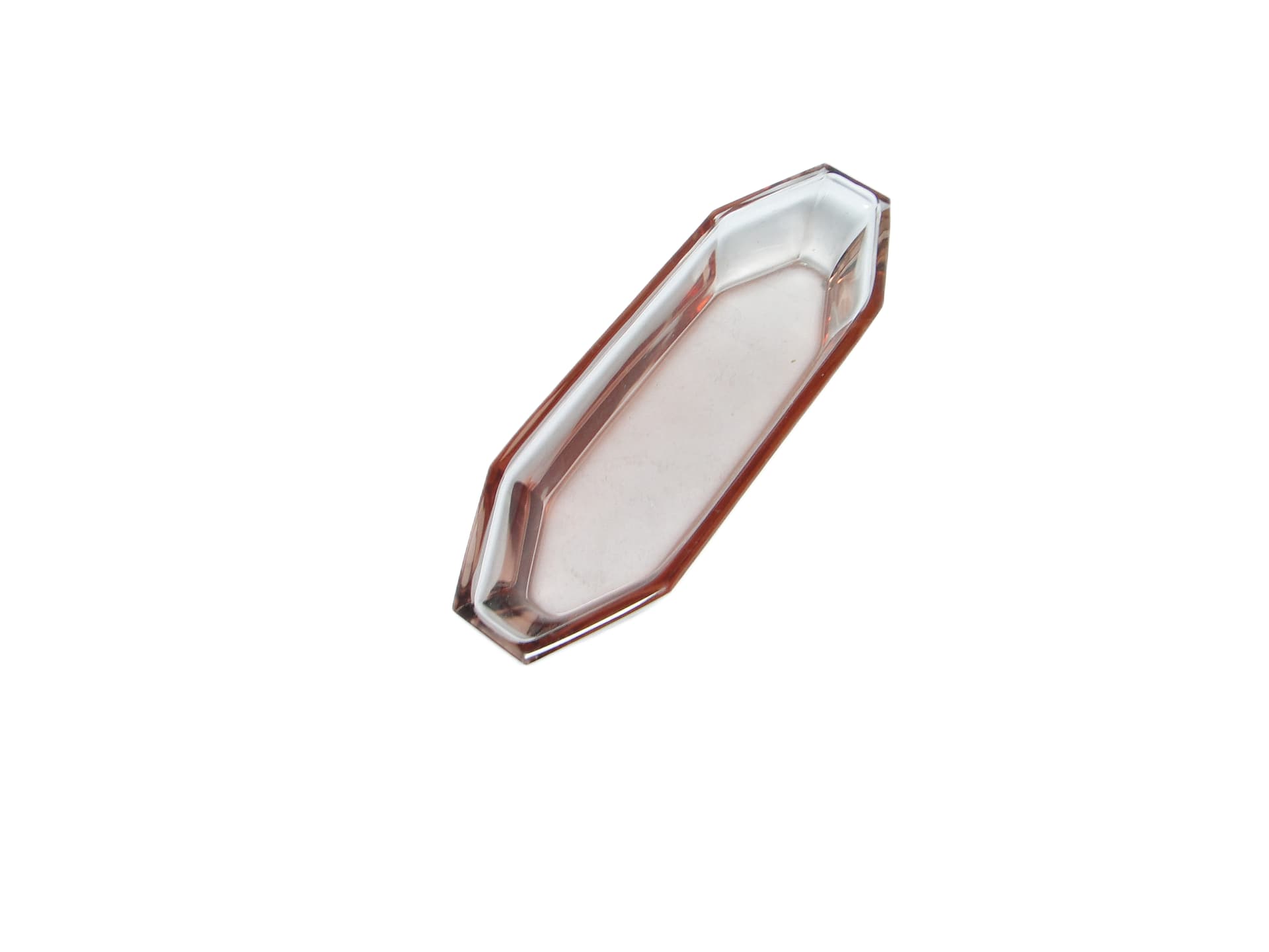 Przybornik art déco, kryształ różowy, Czechosłowacja, lata 30. - 95644