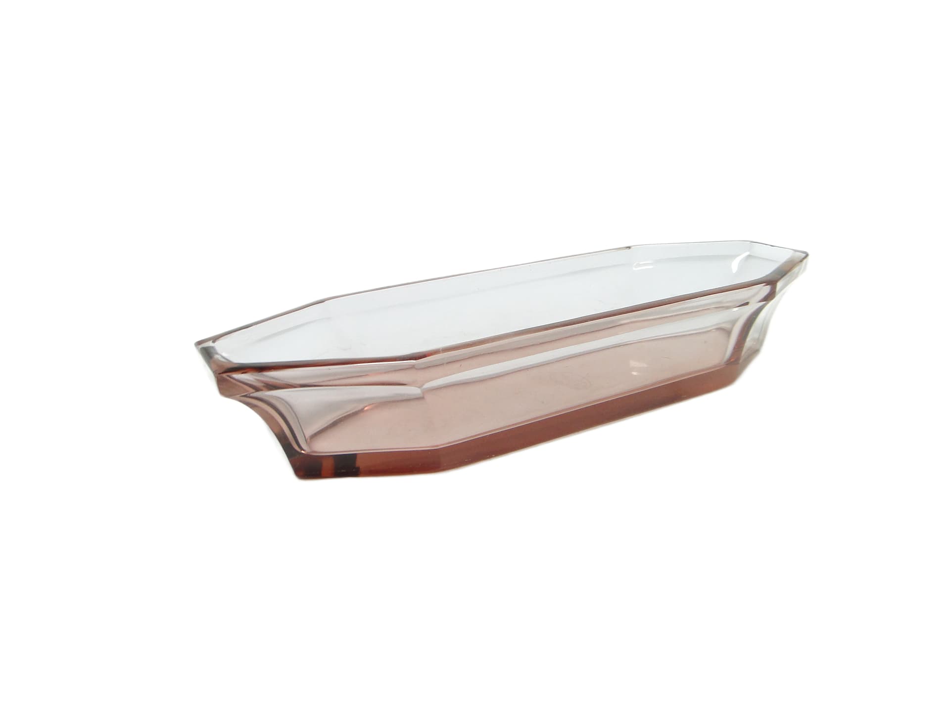 Przybornik art déco, kryształ różowy, Czechosłowacja, lata 30. - 95645