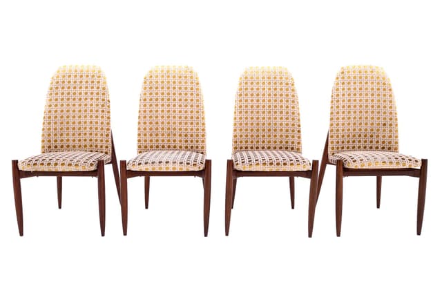 Żółte krzesła komplet 4 sztuki, Czechosłowacja, lata 50. - WYMIARY