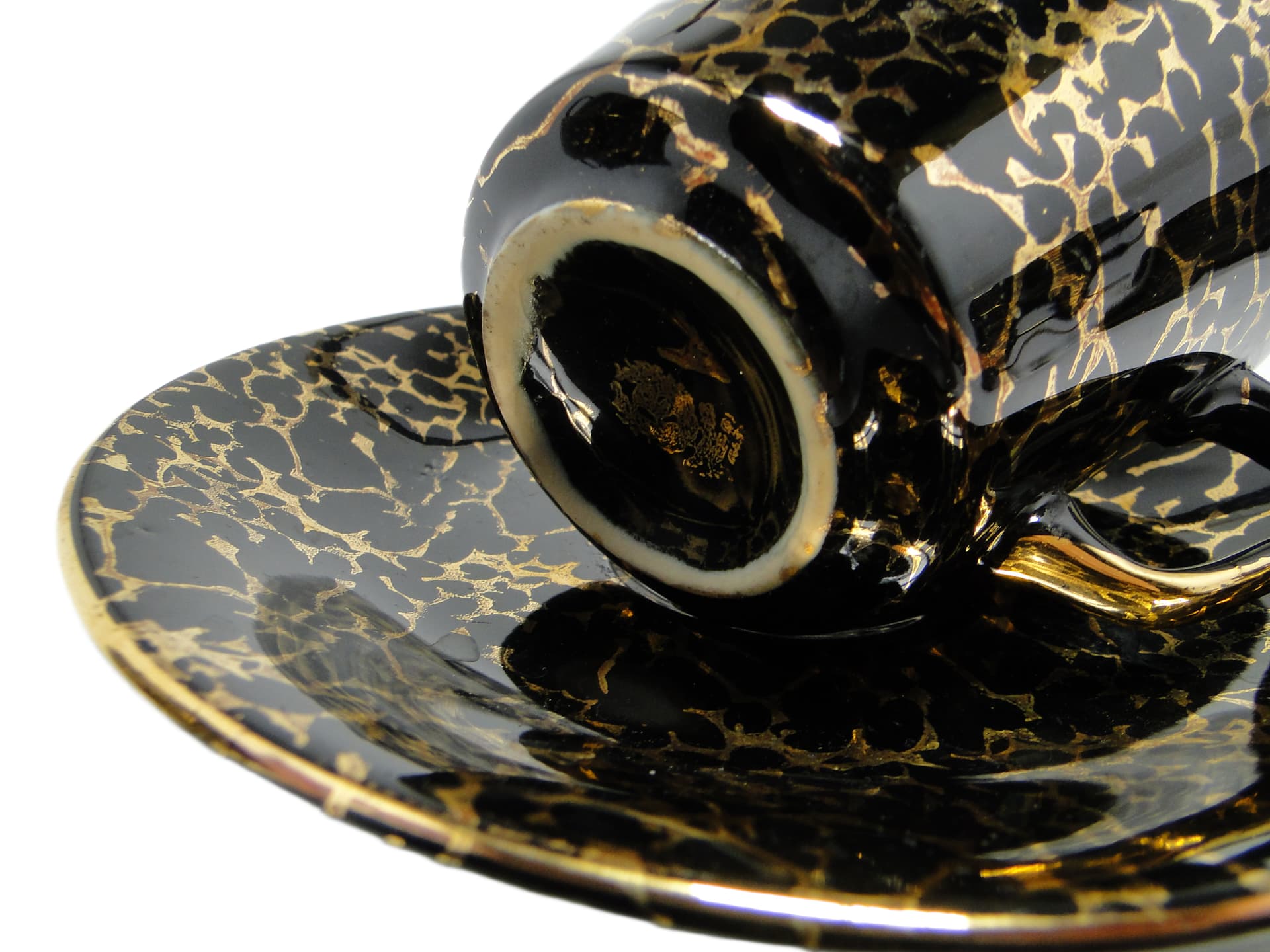 Zestaw filiżanki ze spodkiem Ira, mid-century modern, art déco, porcelana, Chodzież, Polska, lata 70. - 95573