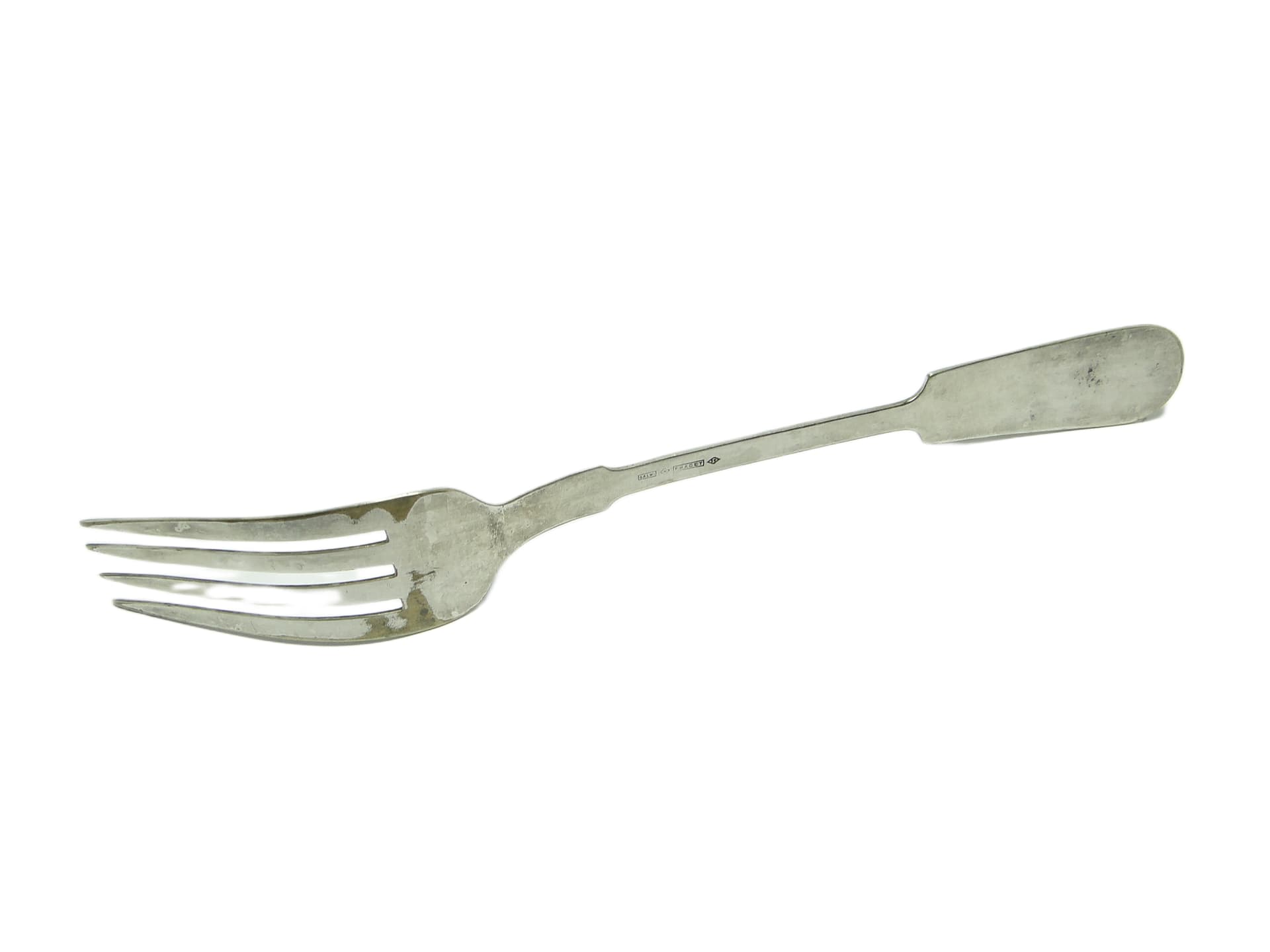 Art Deco dinner fork, silver-plated brass, Fraget, Poland, 1930s. - 95597