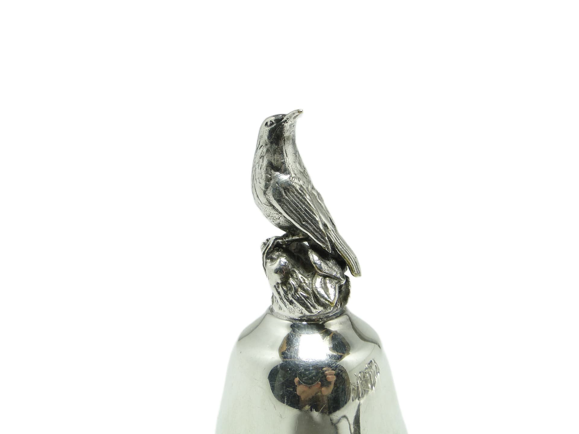 Dzwonek figuralny postmodernizm, mosiądz chromowany, Niemcy, lata 70. - 95641