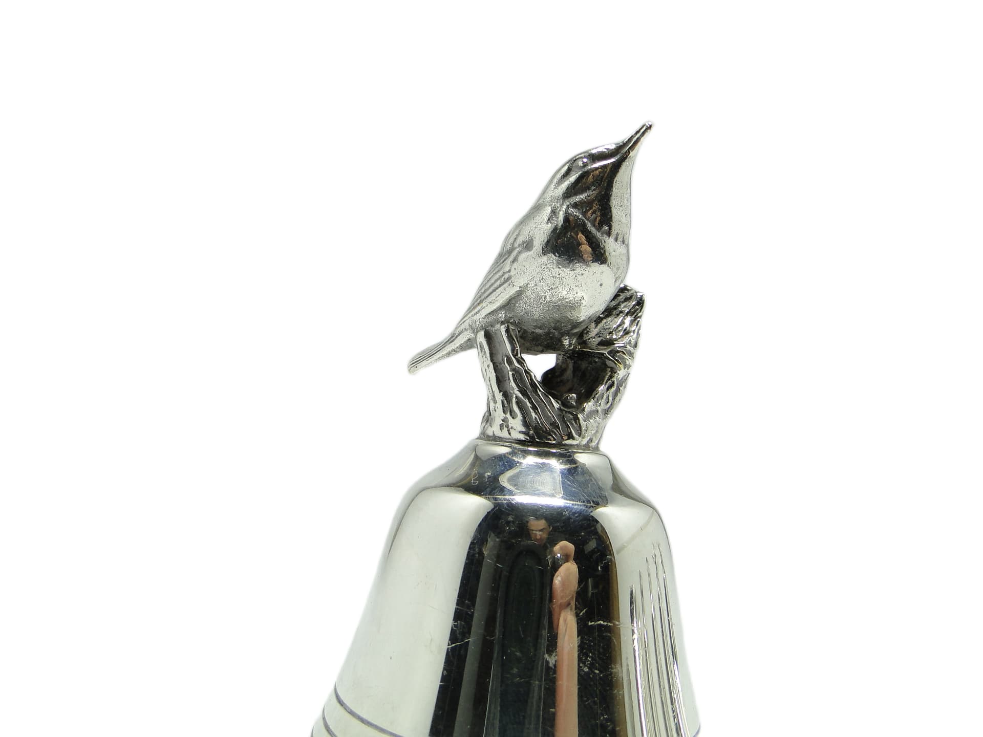 Dzwonek figuralny postmodernistyczny, mosiądz chromowany, Niemcy, lata 70. - 95730