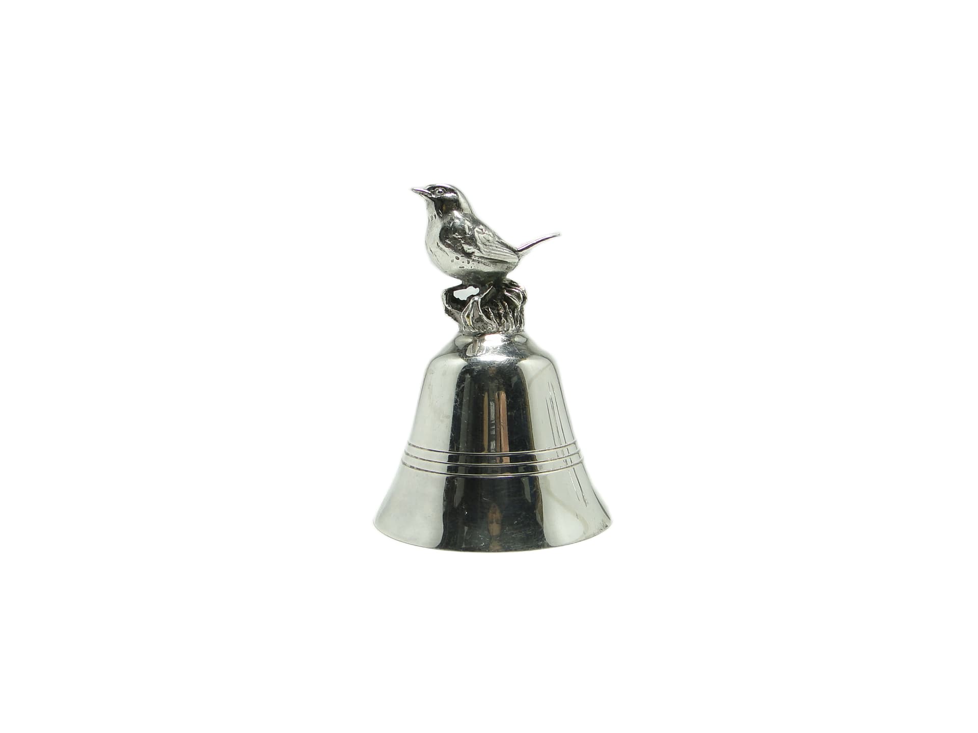 Dzwonek figuralny postmodernizm, mosiądz chromowany, Niemcy, lata 70. - 95749