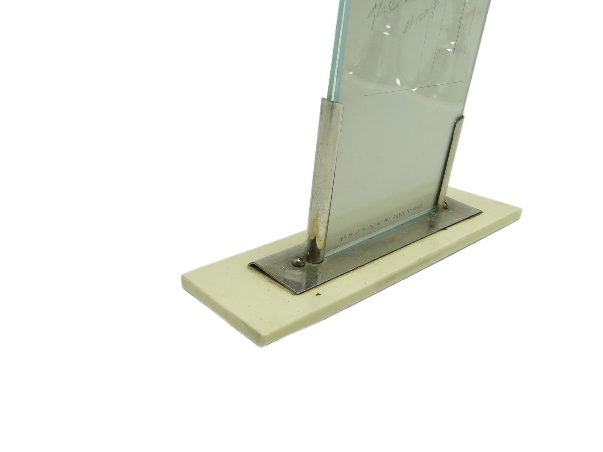 Art Deco photo frame, glass, brass, ivory white Bakelite, Germany, 1950s. - 95768