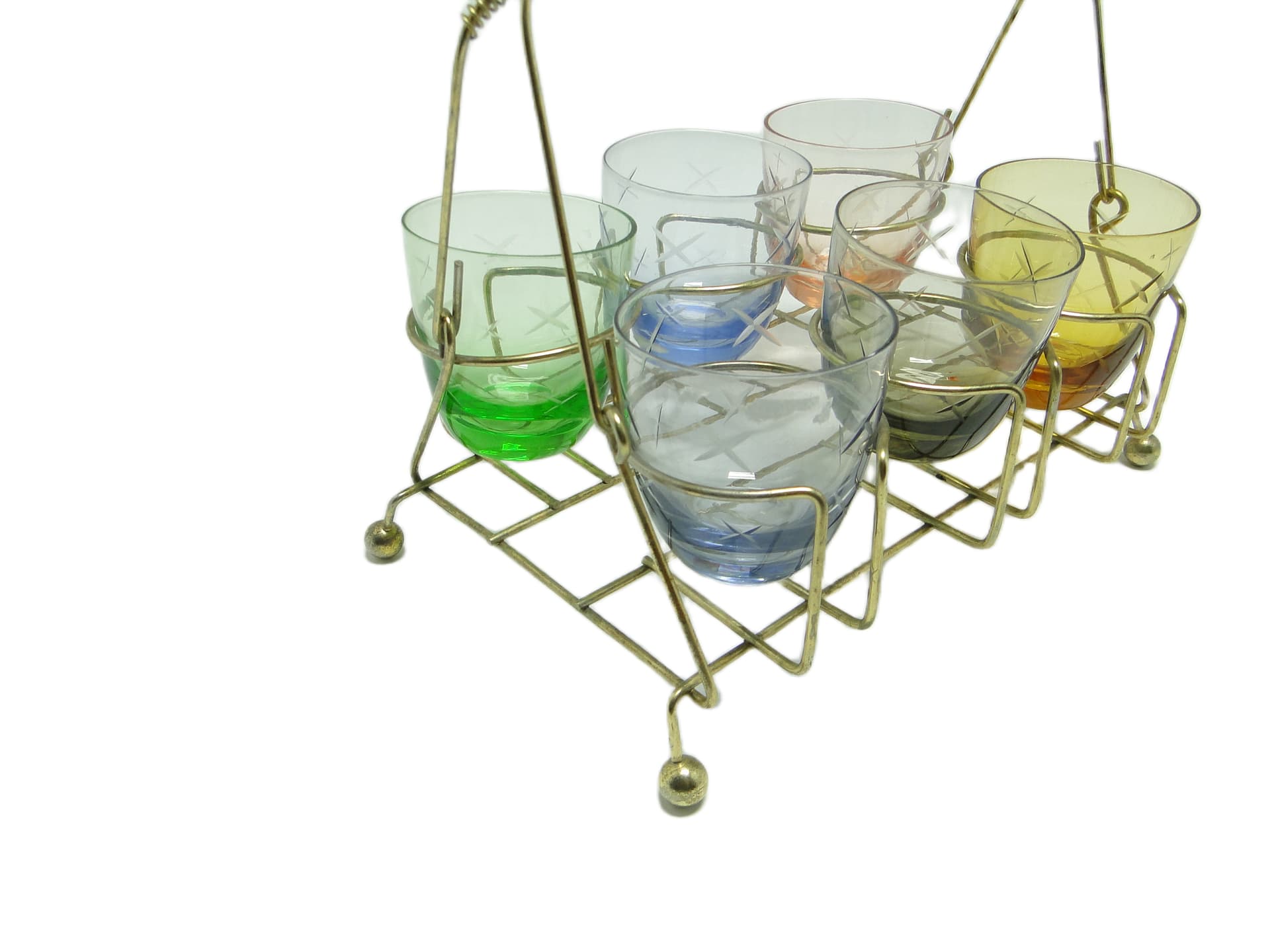 Kabaret na kieliszki, mid-century modern, szkło, Belgia, lata 60. - 95800