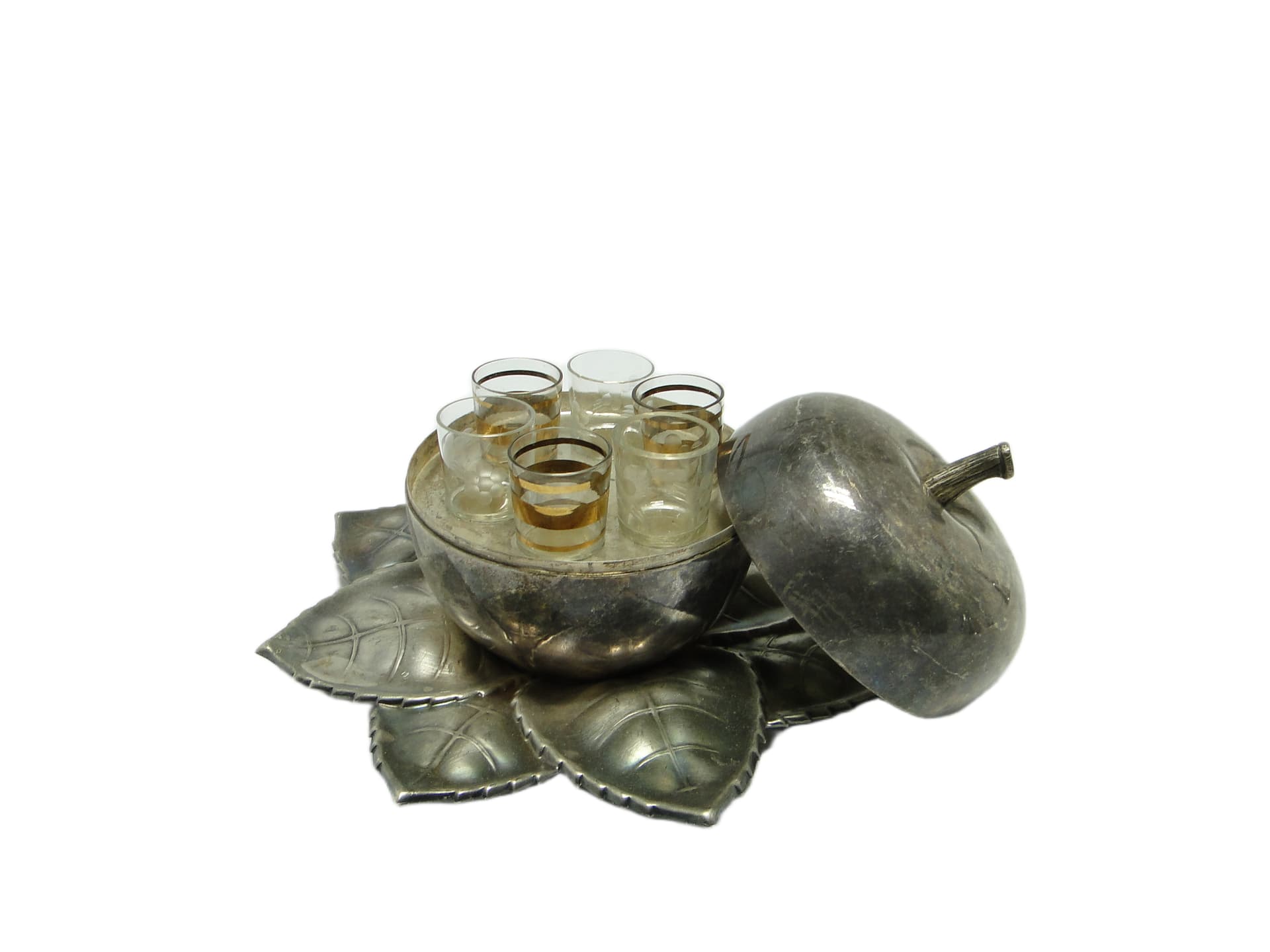 Alcohol cabaret, Art Deco, silver-plated brass, Hungary, 1930s. - 95805