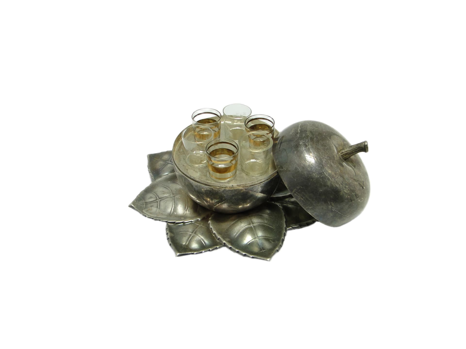 Alcohol cabaret, Art Deco, silver-plated brass, Hungary, 1930s. - 95806