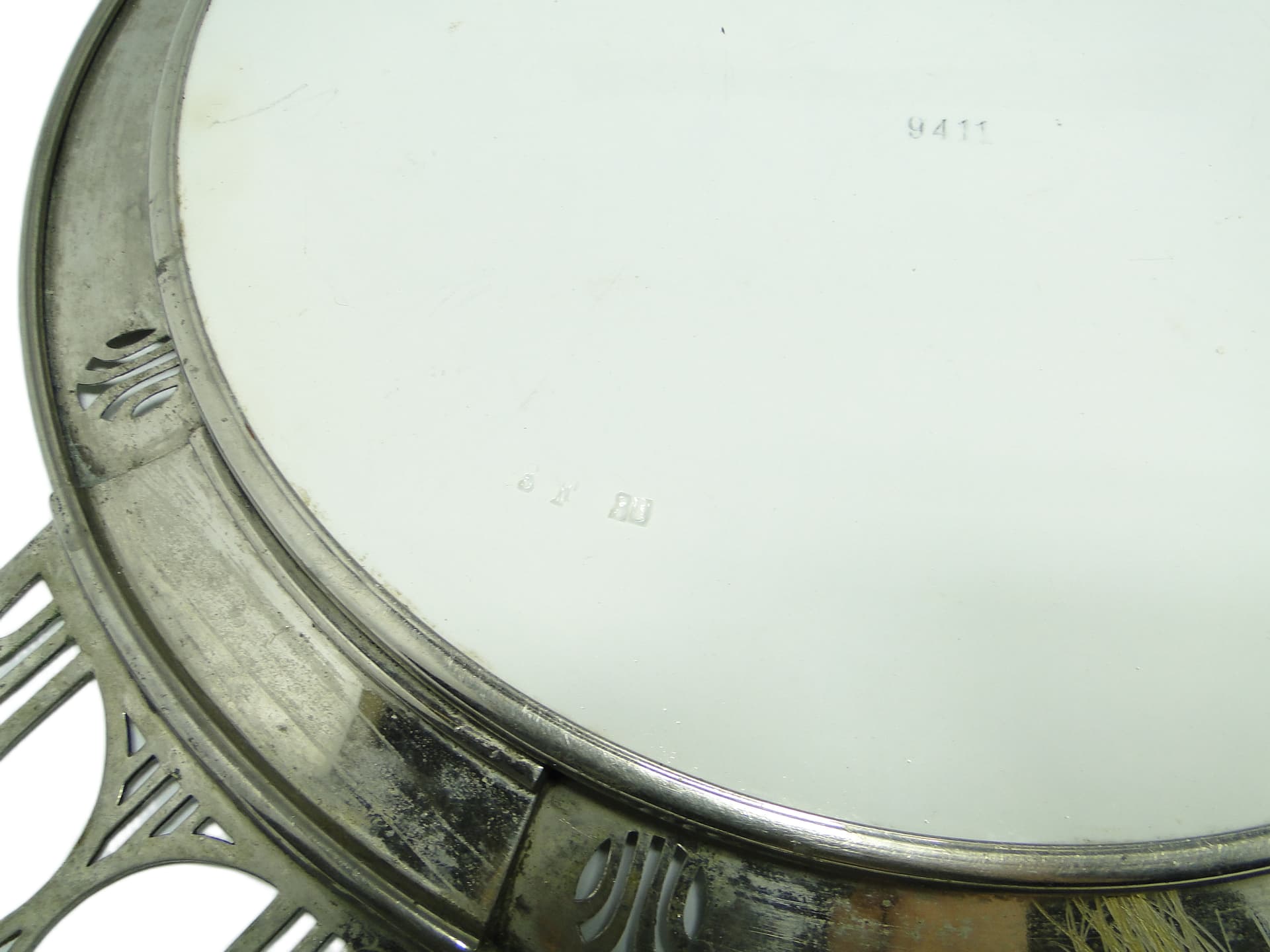 Art Nouveau tray, silver-plated brass, white porcelain, Austria, early 20th c. - 95866