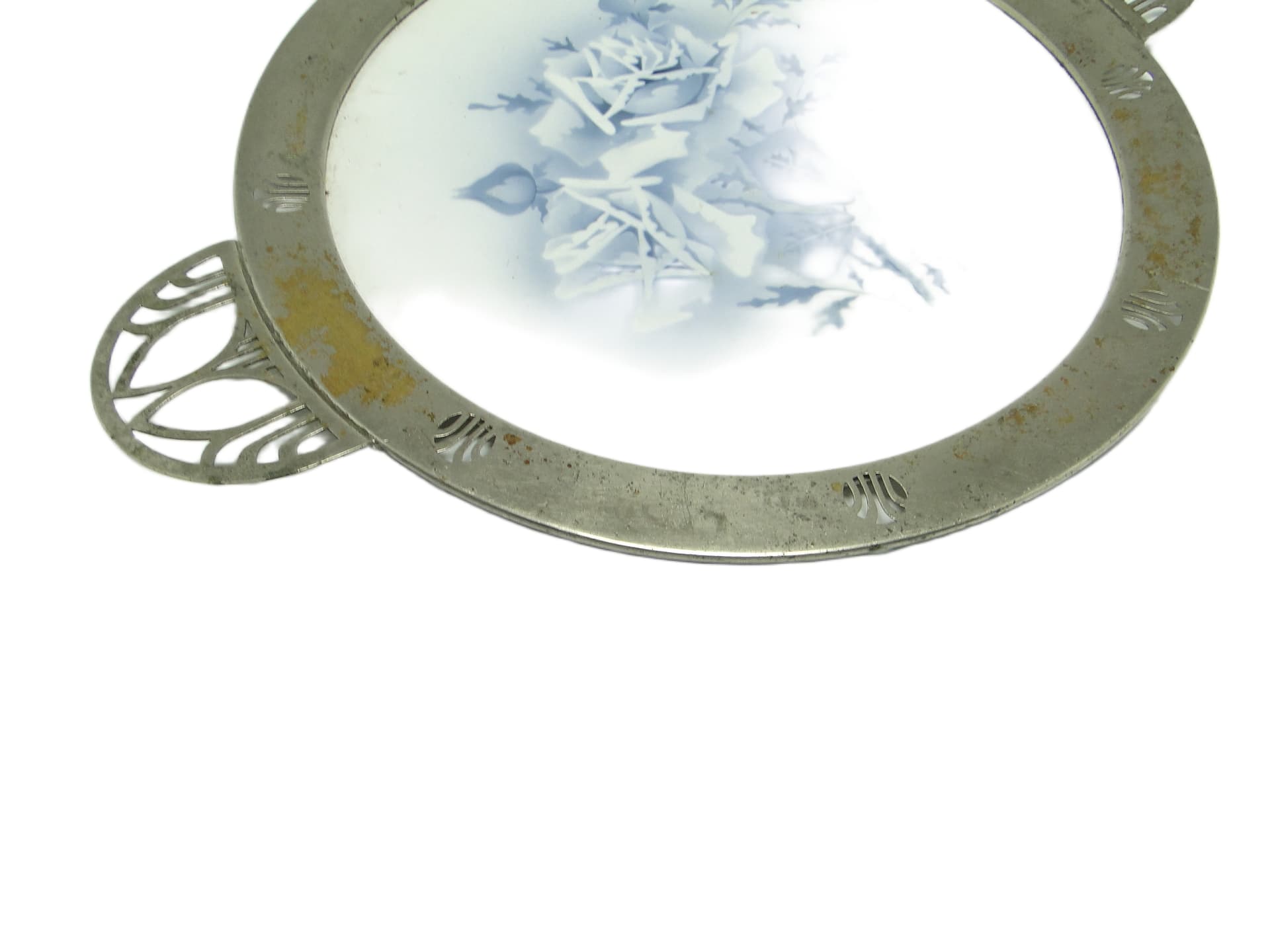 Art Nouveau tray, silver-plated brass, white porcelain, Austria, early 20th c. - 95860