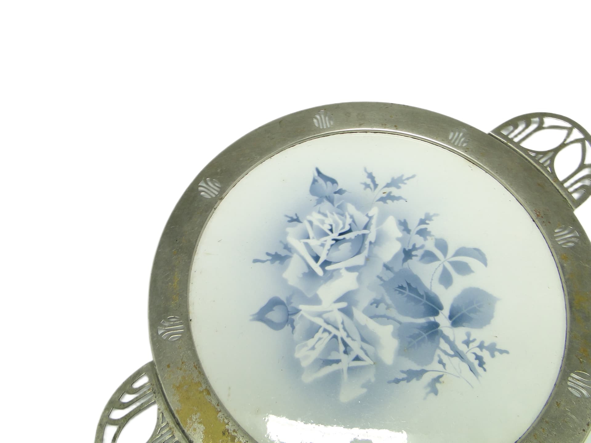 Art Nouveau tray, silver-plated brass, white porcelain, Austria, early 20th c. - 95864