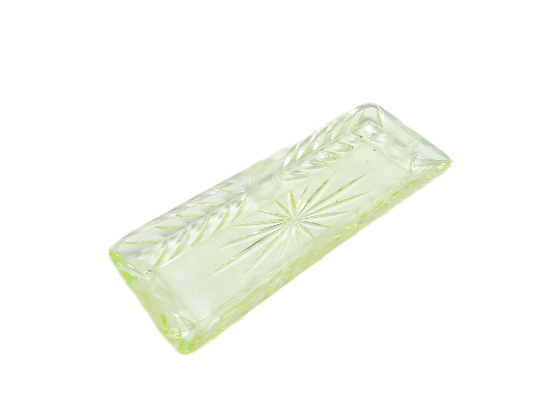 Art Deco desk organizer, uranium glass, Poland, 1920s.