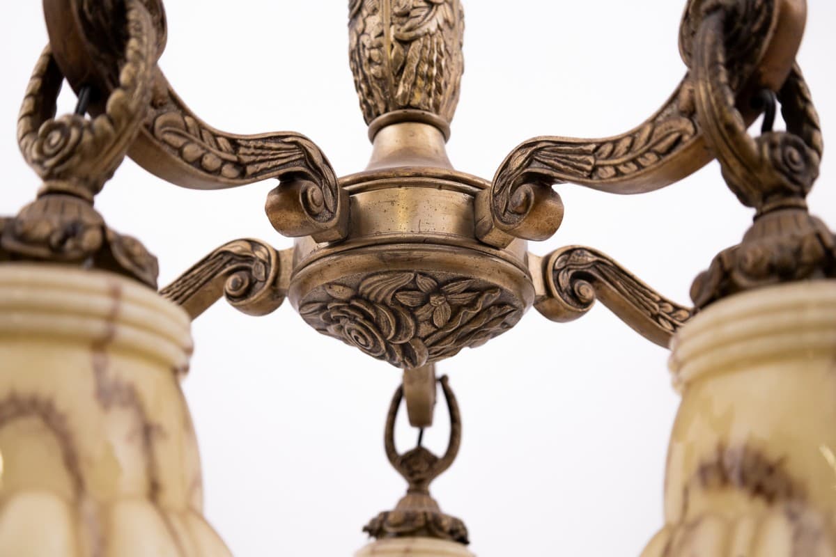 Brązowy żyrandol art déco, Polska, lata 40. - 57878