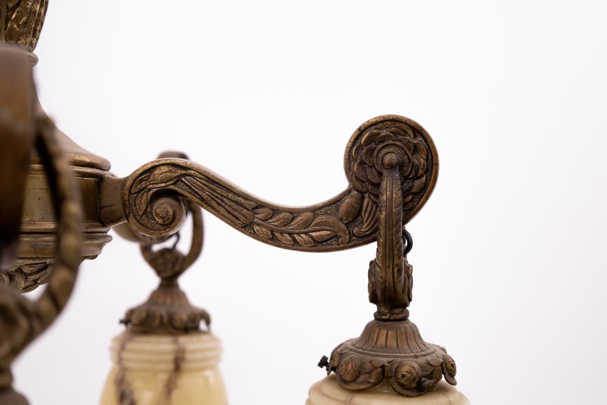 Brązowy żyrandol art déco, Polska, lata 40. - 57880