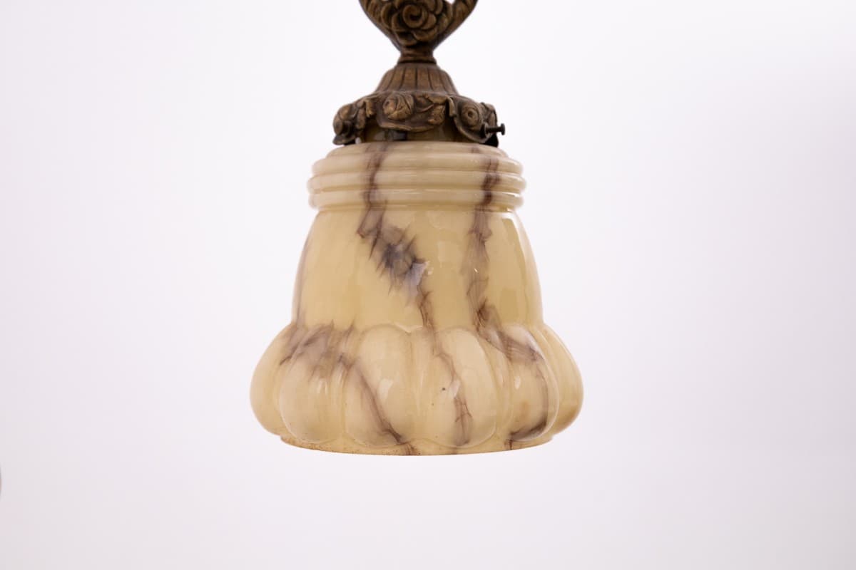 Brązowy żyrandol art déco, Polska, lata 40. - 57881