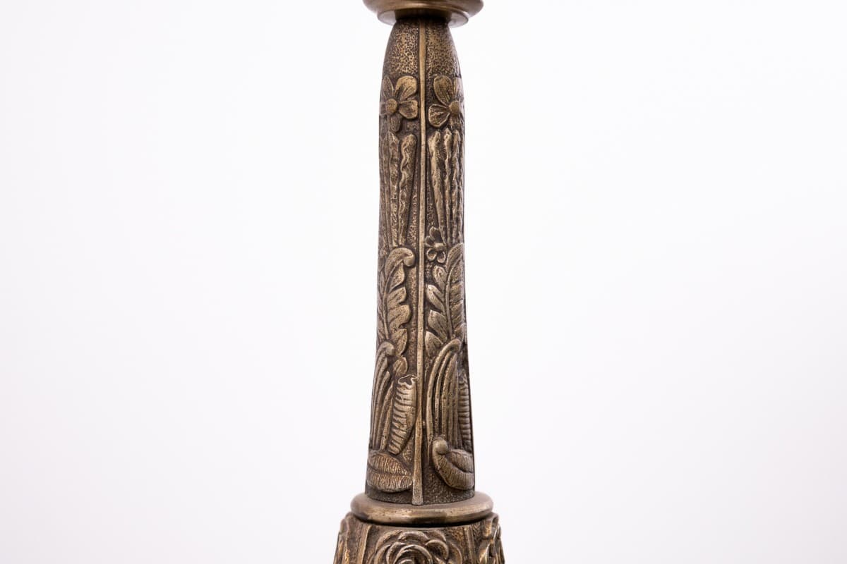 Brązowy żyrandol art déco, Polska, lata 40. - 57876