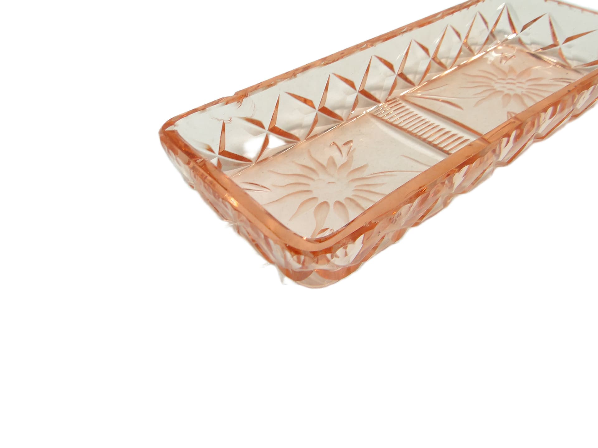 Art Deco organizer, pink crystal, Poland, 1920s. - 95888