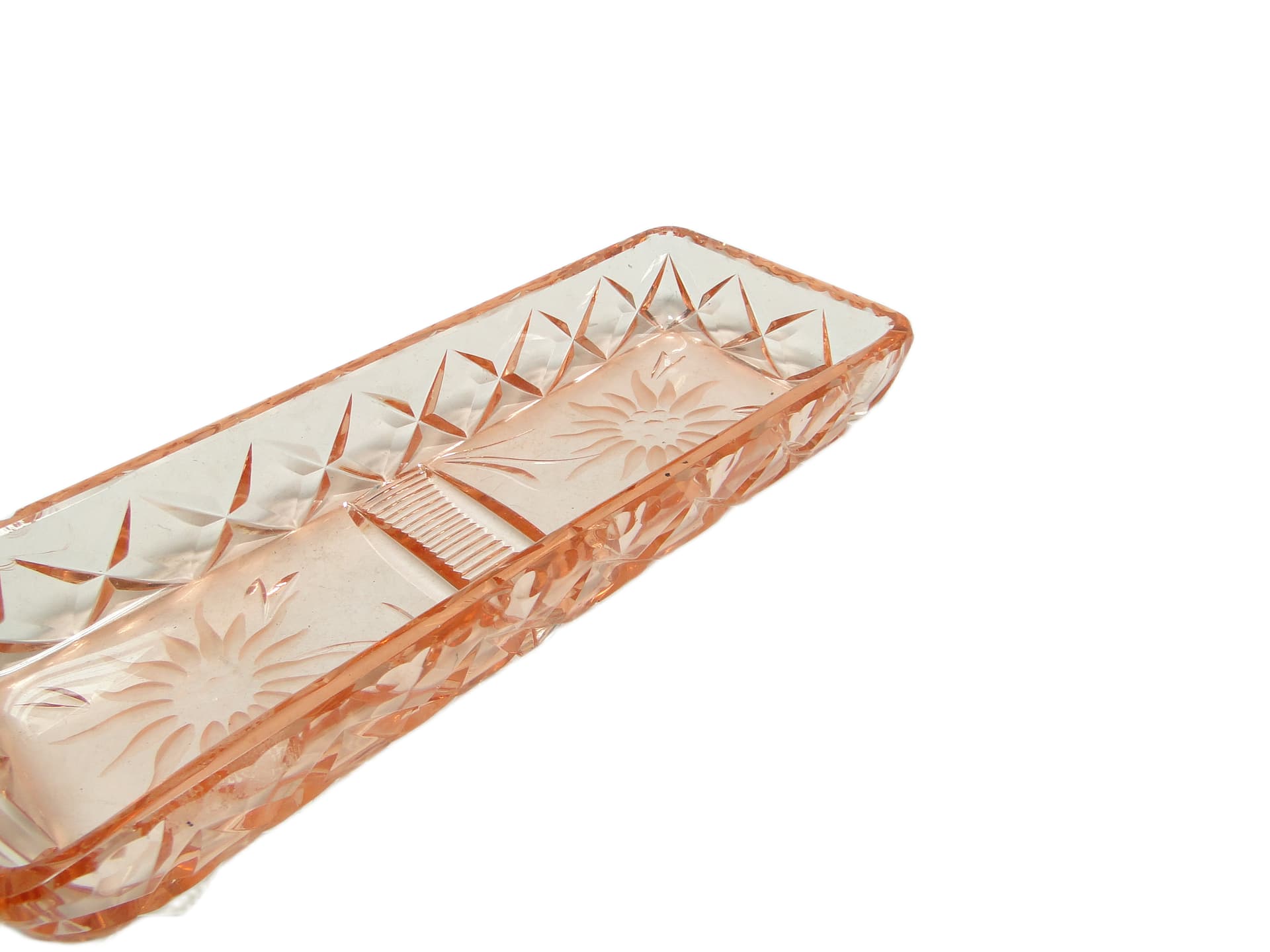 Art Deco organizer, pink crystal, Poland, 1920s. - 95894