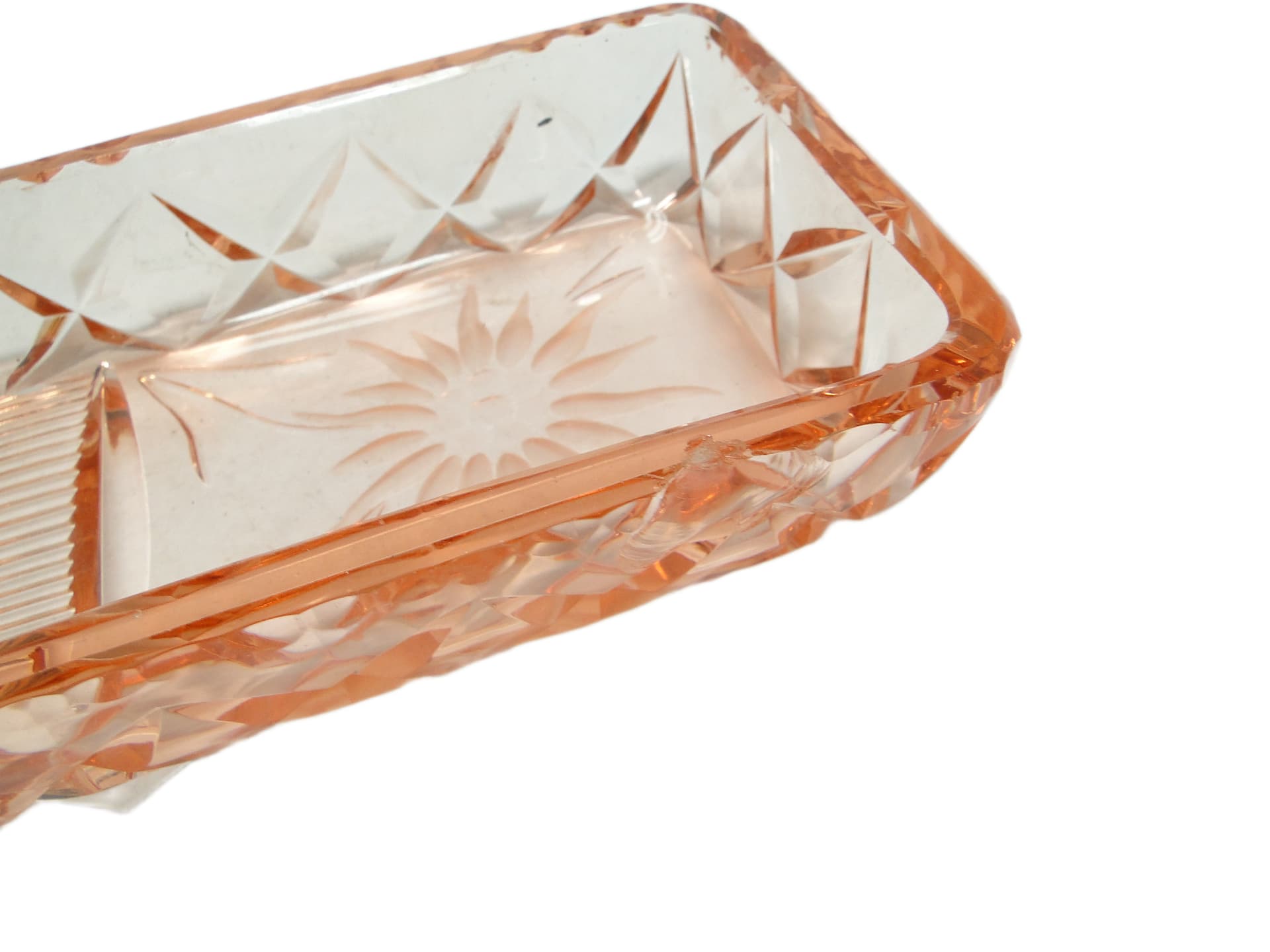 Art Deco organizer, pink crystal, Poland, 1920s. - 95896