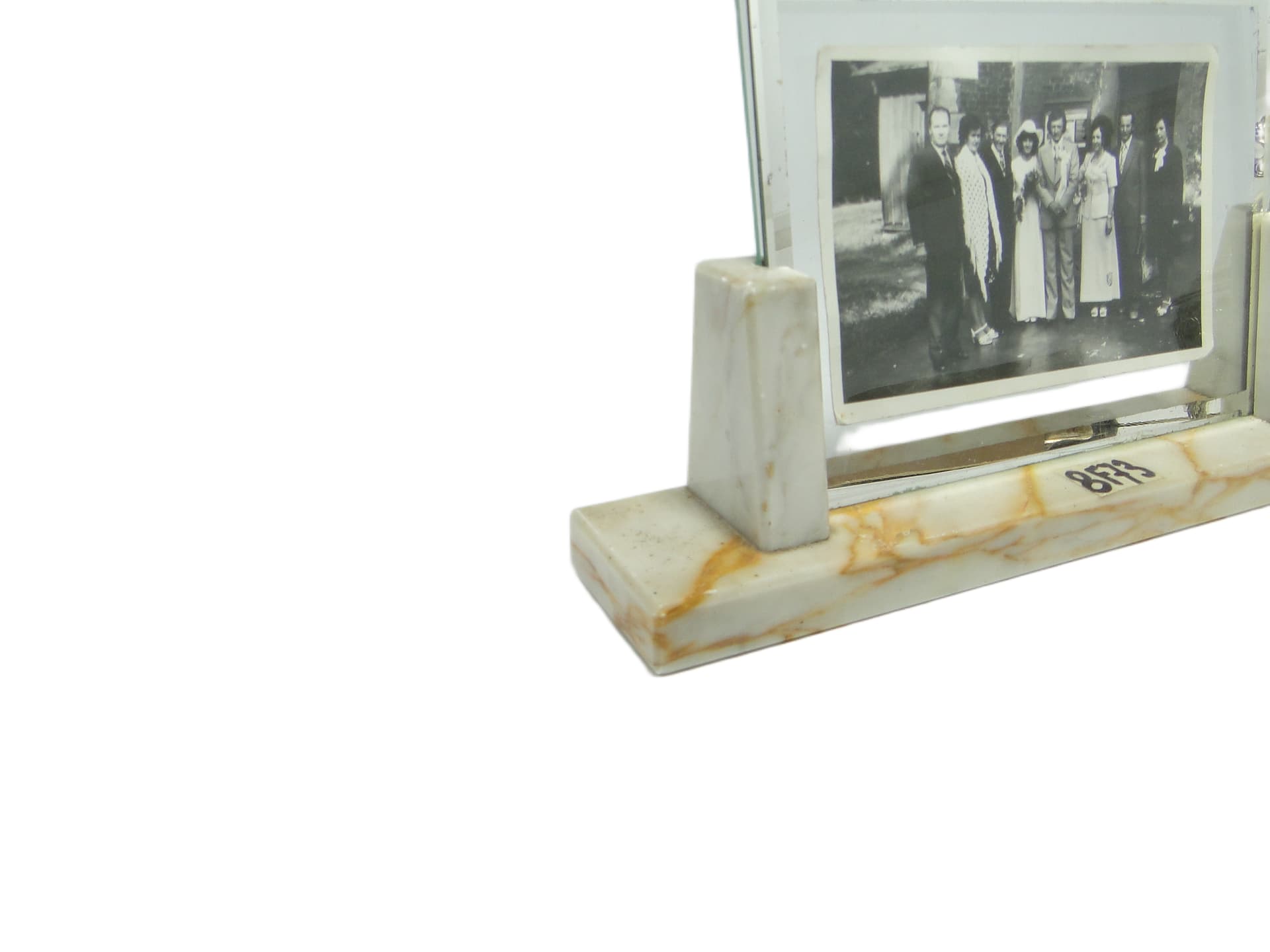 Ramka na zdjęcia Art Deco, marmur kremowobiały, Belgia, lata 30. - 95969