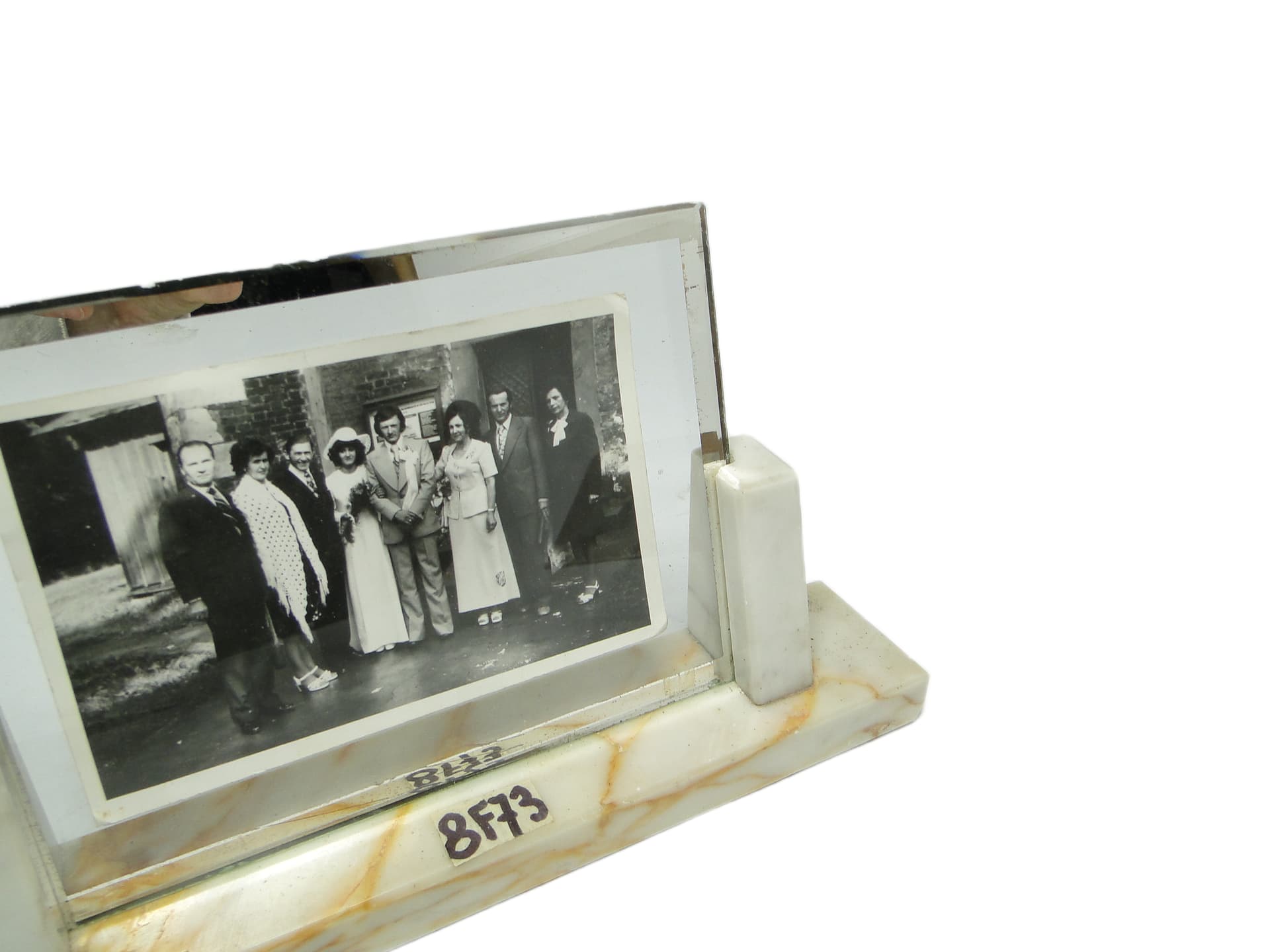 Ramka na zdjęcia Art Deco, marmur kremowobiały, Belgia, lata 30. - 95970