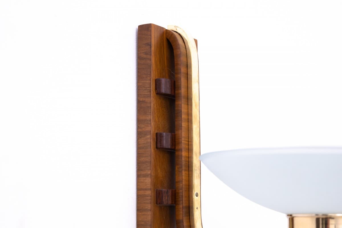 Orzechowe kinkiety Art Deco, Polska, lata 50. - 57872