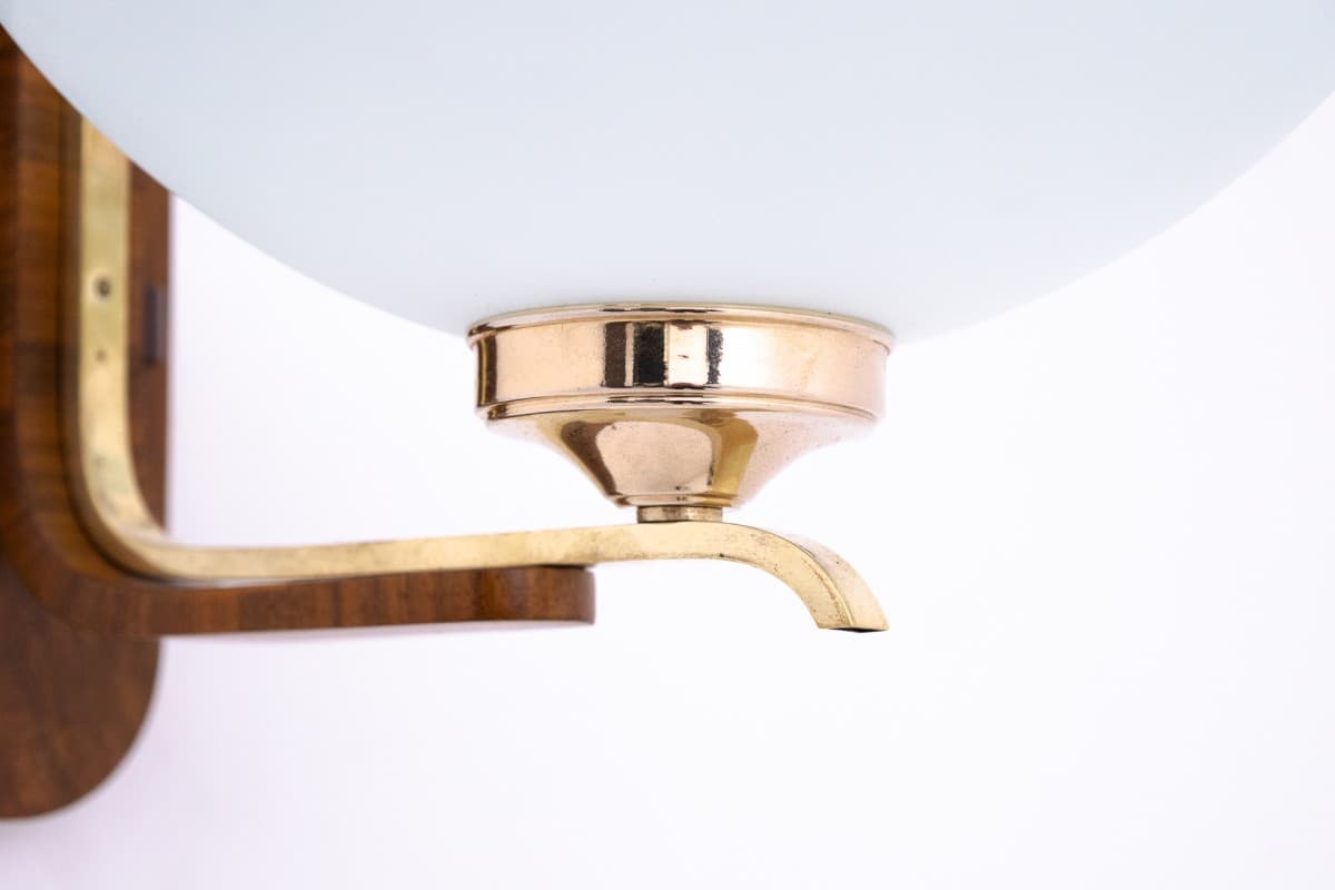 Orzechowe kinkiety Art Deco, Polska, lata 50. - 57871