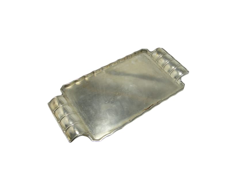 Art Deco tray, silver-plated brass, Szandrik, Hungary, 1930s.