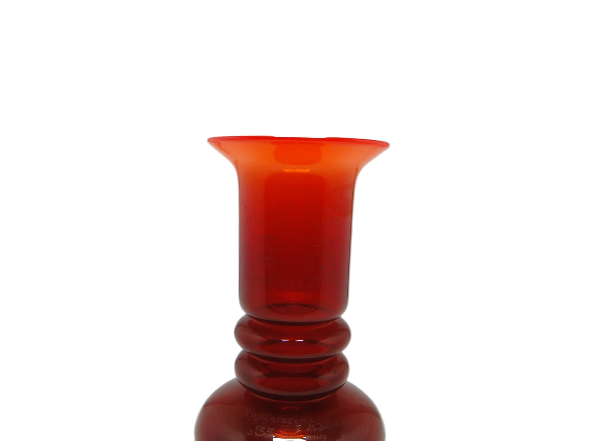 Wazon mid-century modern, szkło czerwone, proj. L. Fiedorowicz, Polska, lata 70. - 96351