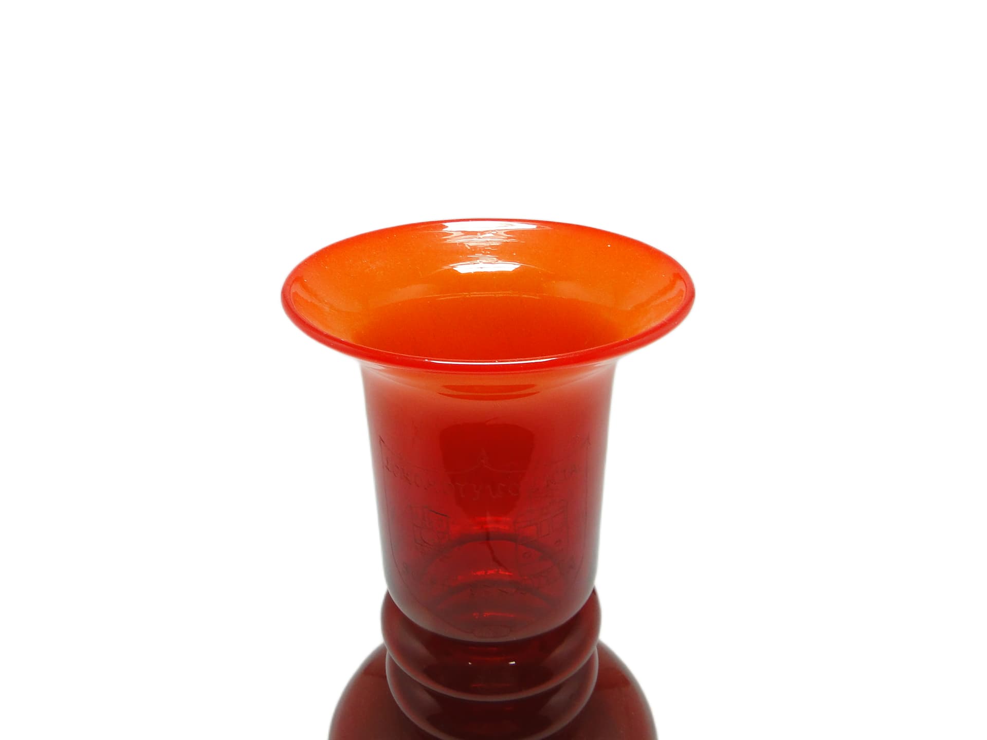 Wazon mid-century modern, szkło czerwone, proj. L. Fiedorowicz, Polska, lata 70. - 96364