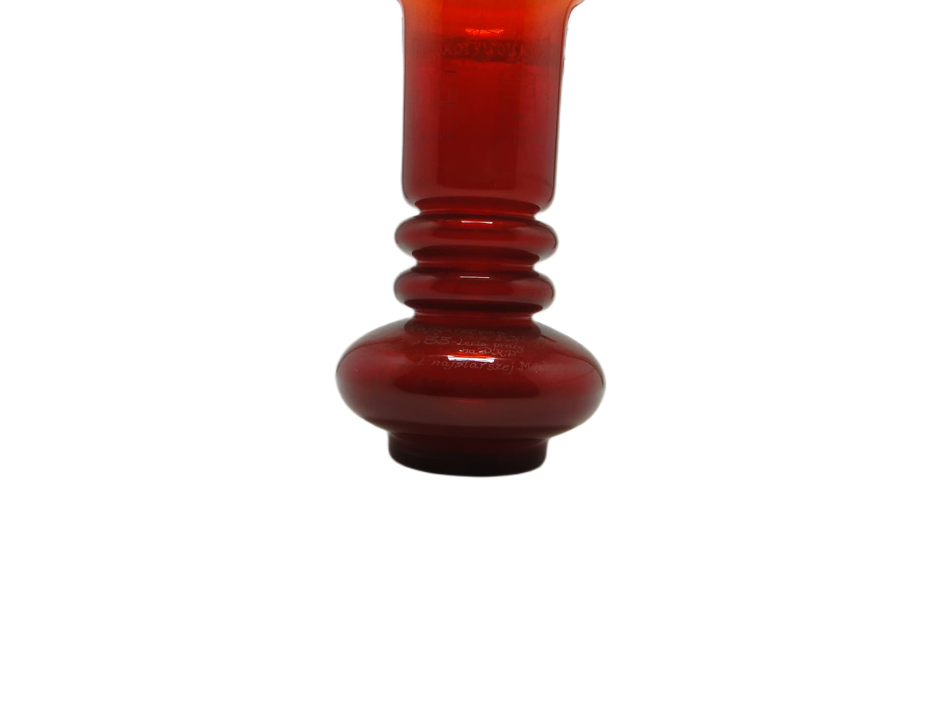 Wazon mid-century modern, szkło czerwone, proj. L. Fiedorowicz, Polska, lata 70. - 96352