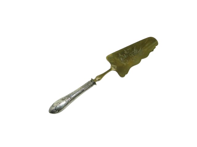 Cake server, Art Nouveau, gilded brass, silver, France, early 20th c. - DIMENSION