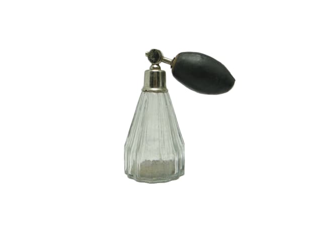 Flakon na perfumy z atomizerem, Art Deco, szkło transparentne, Polska, lata 50. - WYMIARY