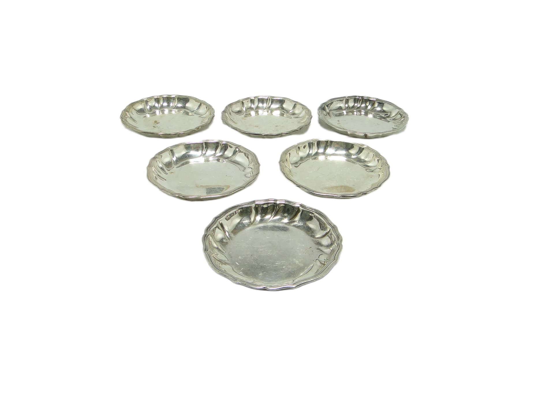 Komplet podstawek pod kieliszki Art Deco, mosiądz srebrzony, Niemcy, lata 50. - 96453