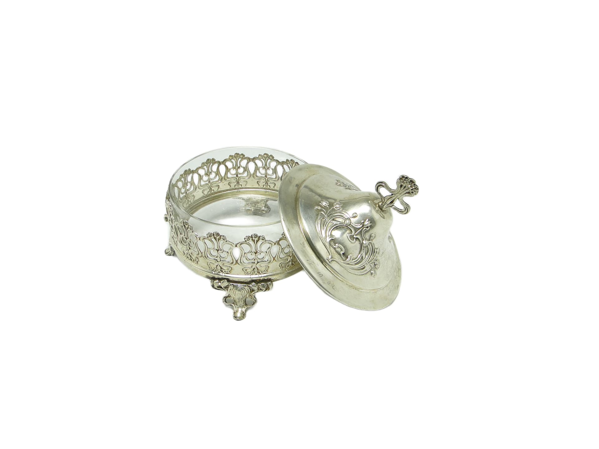 Bomboniera, Art Nouveau, mosiądz srebrzony, Niemcy, początek XX w. - 96492