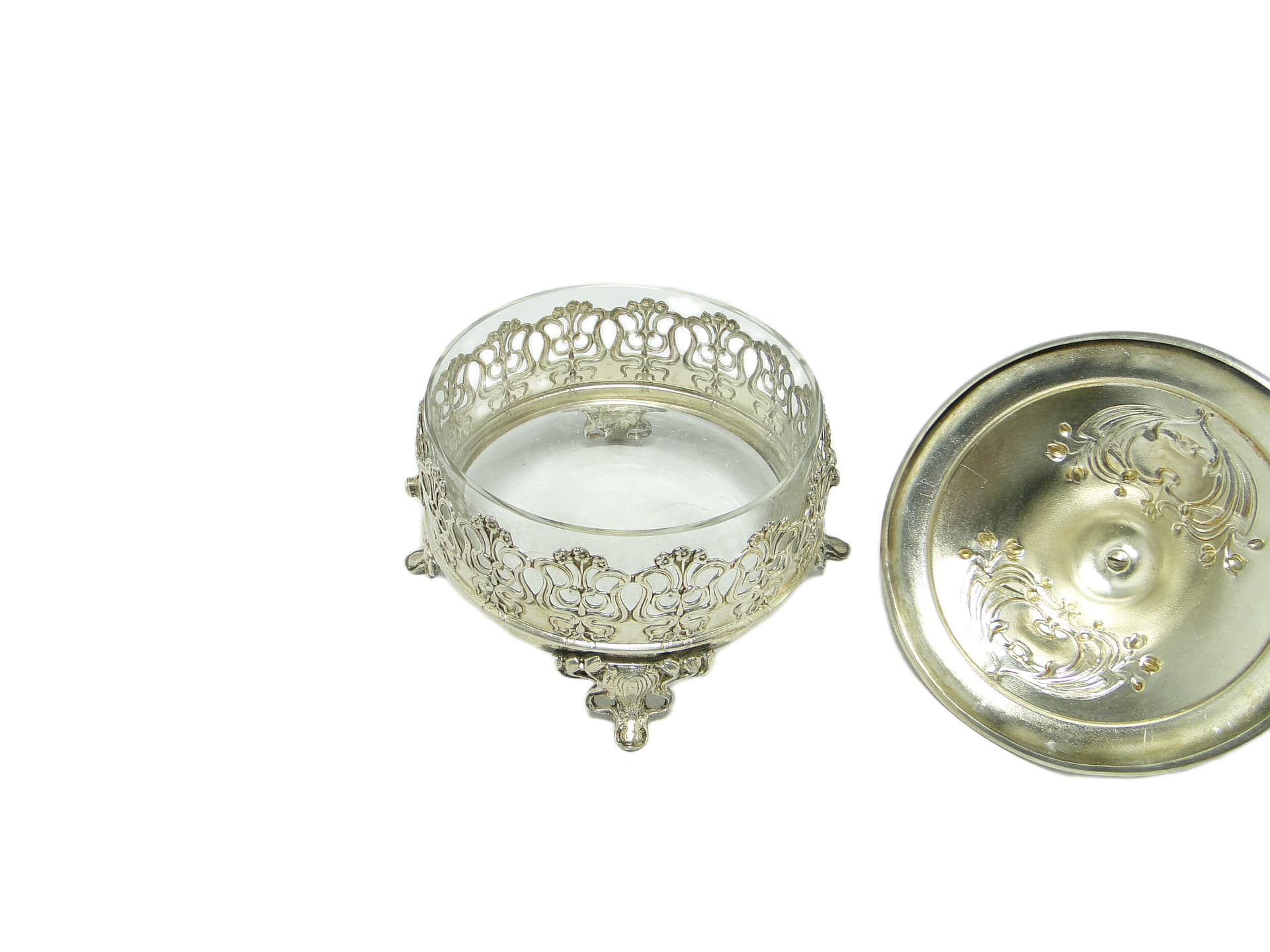 Bomboniera, Art Nouveau, mosiądz srebrzony, Niemcy, początek XX w. - 96500