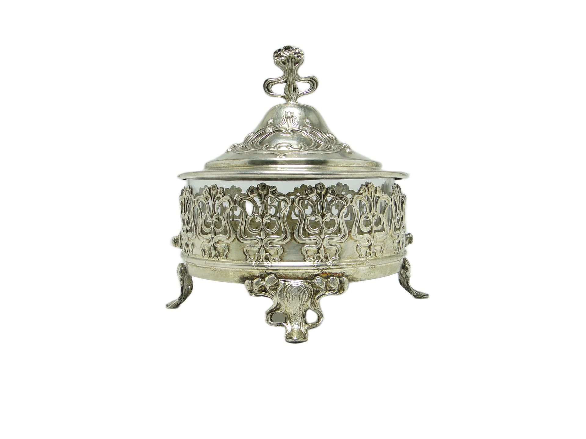 Bomboniera, Art Nouveau, mosiądz srebrzony, Niemcy, początek XX w. - 96491