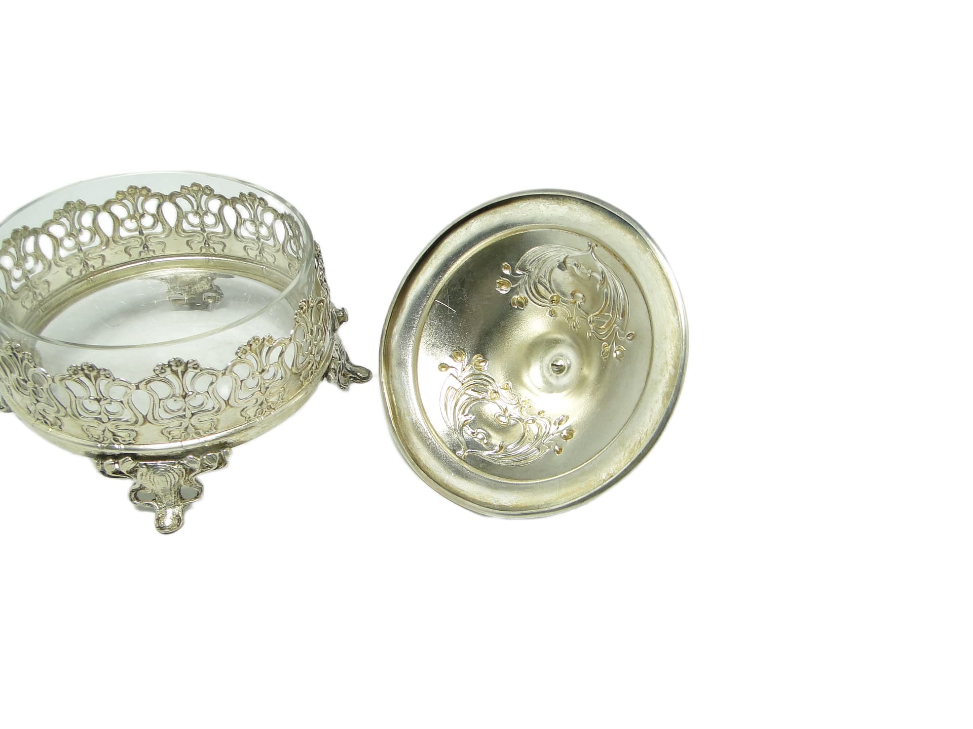 Bomboniera, Art Nouveau, mosiądz srebrzony, Niemcy, początek XX w. - 96499