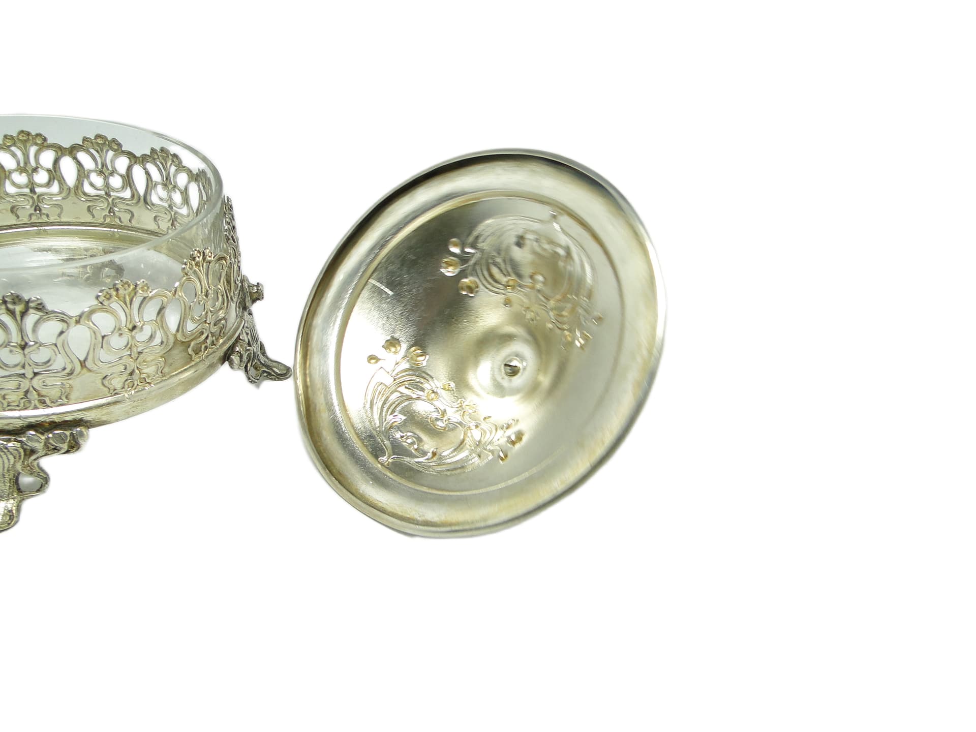 Bomboniera, Art Nouveau, mosiądz srebrzony, Niemcy, początek XX w. - 96498