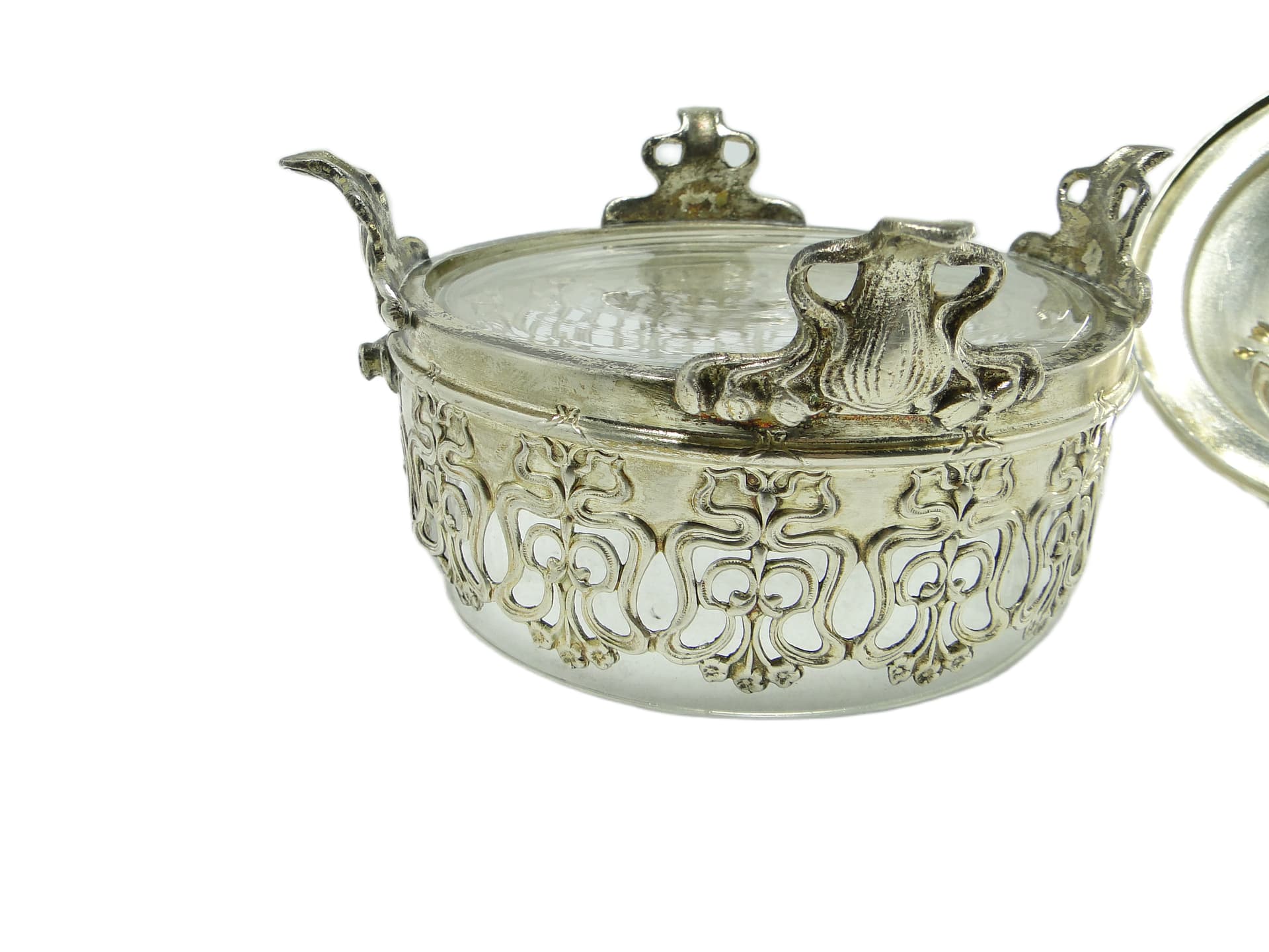 Bomboniera, Art Nouveau, mosiądz srebrzony, Niemcy, początek XX w. - 96501