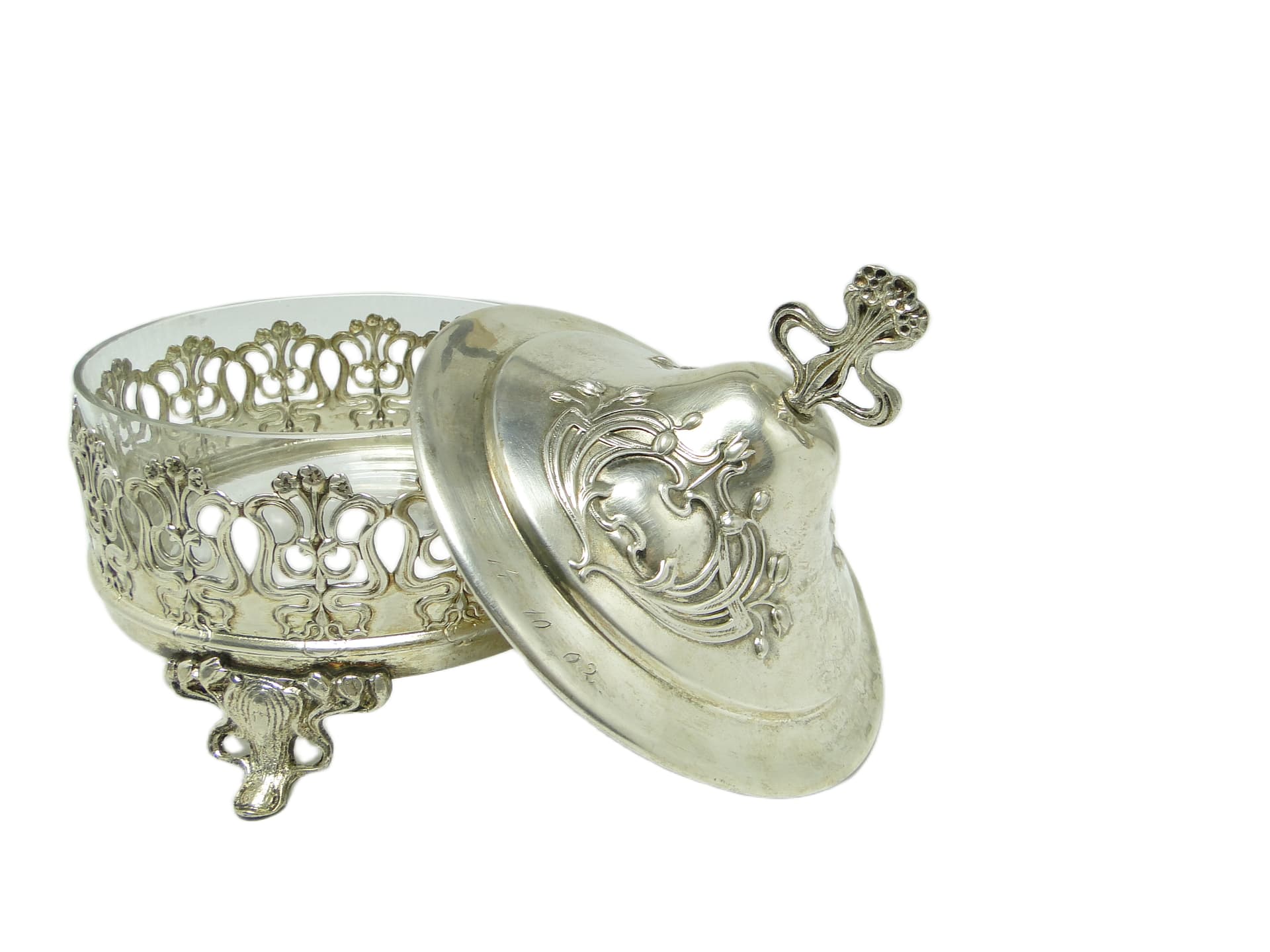 Bomboniera, Art Nouveau, mosiądz srebrzony, Niemcy, początek XX w. - 96497