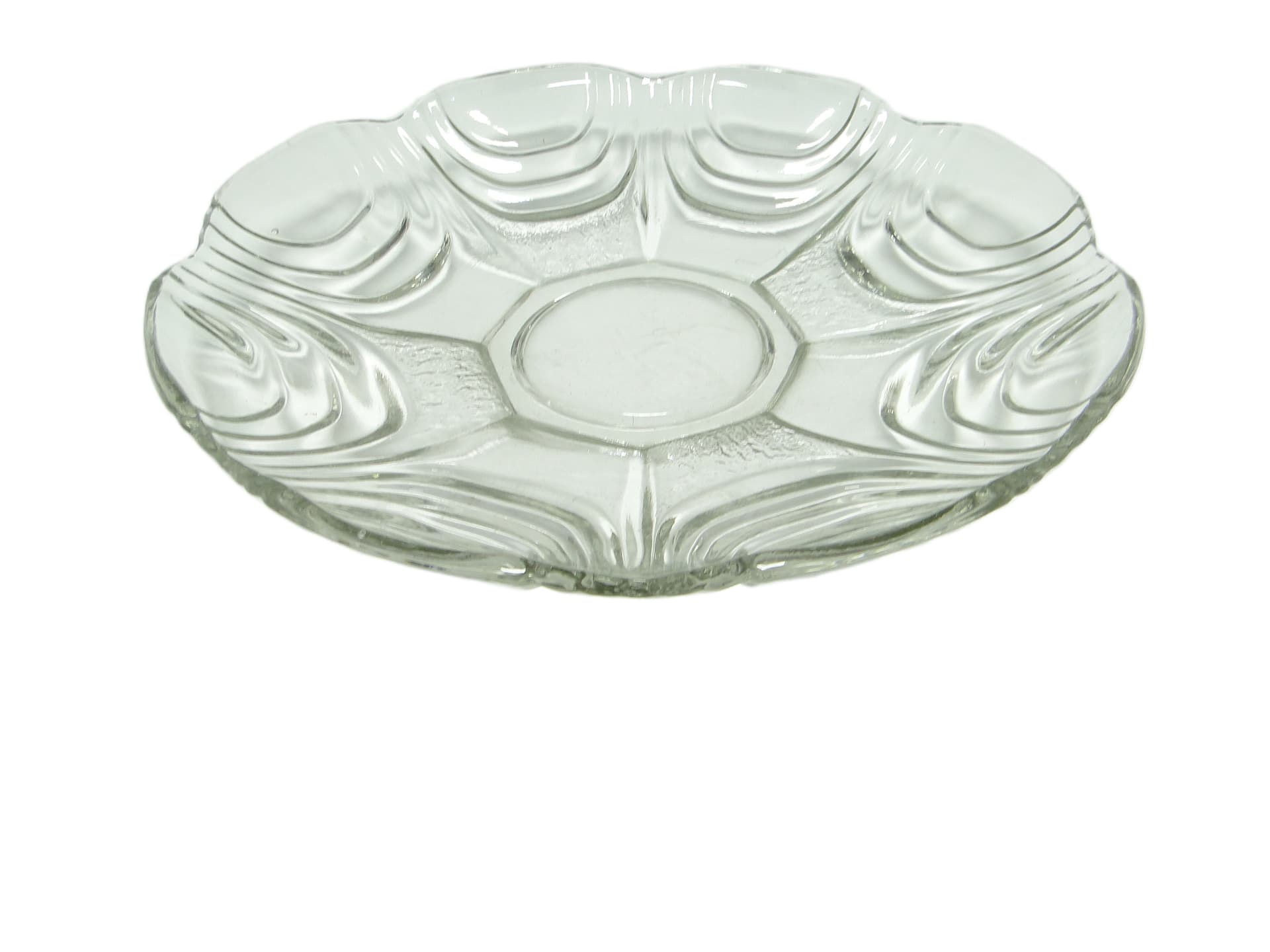 Platter, Modernism, transparent glass, Huta Hortensja, Poland, 1950s. - 96508