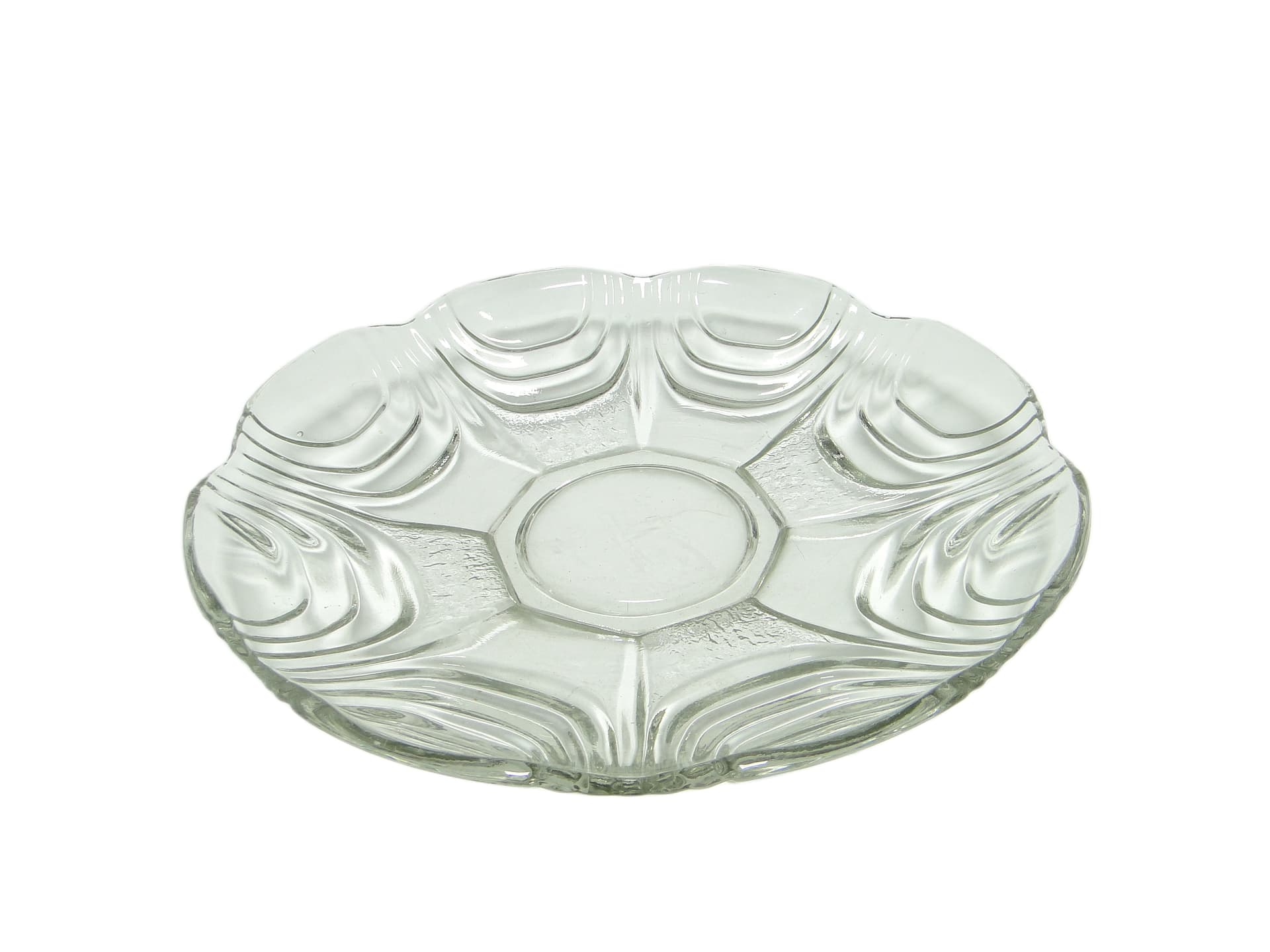 Platter, Modernism, transparent glass, Huta Hortensja, Poland, 1950s. - 96510